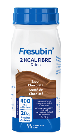FRESUBIN 2 kcal FIBRE DRINK, EasyBottle, ciocolata, 200 ml x 4 flacoane